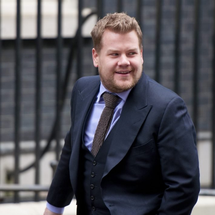 Comedian James Corden, who is guest-editing The Sun newspaper on Friday 21 March 2014, arrives at 10 Downing Street to interview Prime Minister David Cameron on the eve of the Budget.