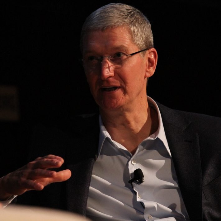 Tim Cook, Apple CEO, speaks at the launch of We Mean Business during Climate Week NYC Opening Day Monday Sept. 22, 2014 in New York.  Created in 2009 by The Climate Group, Climate Week NYC is this year host to more than 120 events as the collaborative space in support of the UN Climate Summit.  (The Climate Group, Tina Fineberg)