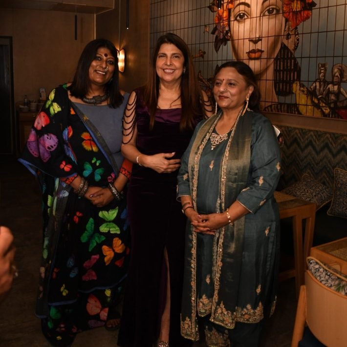 Dr (Hon) Anusha Srinivasan Iyer, Roshni Damania with Manju Lodha at the launch of The Power Women Collective at Goh Jiā-Tíng