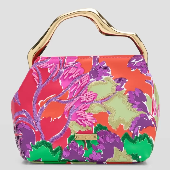Solene Mini Flower-Print Top-Handle Bag